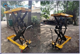 BÀN NÂNG THỦY LỰC PTS1000B (1000KG) VẬN HÀNH BẰNG CƠ